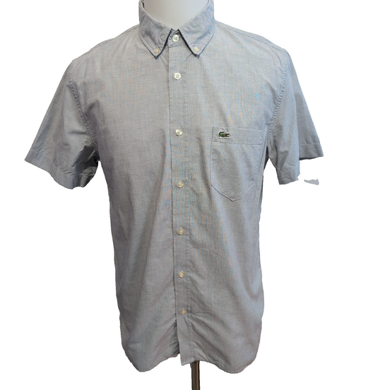 Chemise LACOSTE Homme M Grise Coupe Slim Fit Manches Courtes Poche