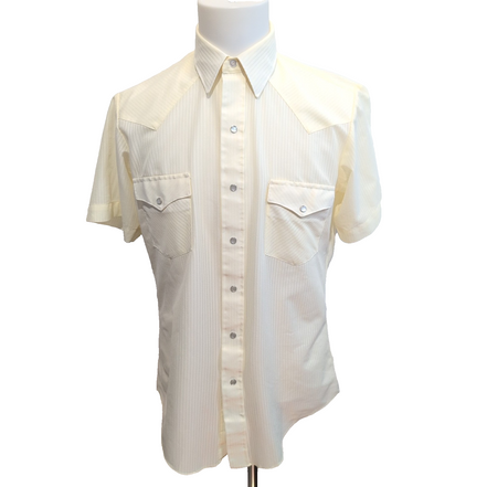 Chemise Western CHUTE #1 Vintage 70s Jaune Cowboy Ranch M manches courtes