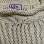 L.L.Bean Pull Femme M Vert Pistache 100% Coton Maille Texturée Col Rond