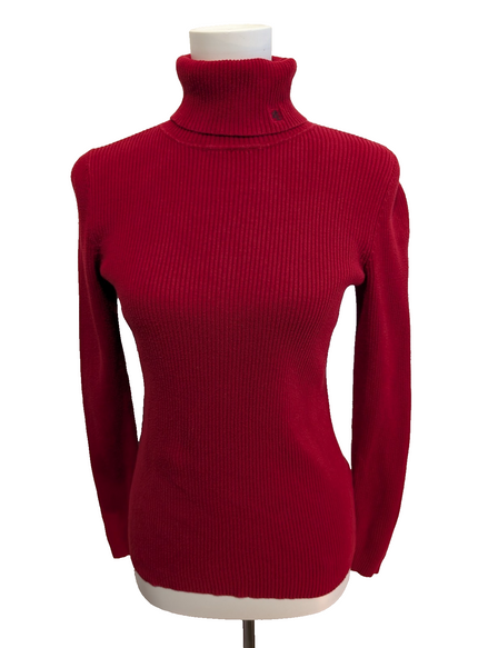 Pull Ralph Lauren (Lauren) Femme S Col Roulé Rouge Fin Côtelé Chic 🏷️