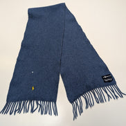 Écharpe Polo Ralph Lauren Vintage 100% Laine d'Agneau Bleu Clair Logo Jaune