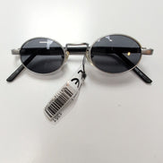 Lunettes de soleil Y2K Ovales Métal Gris et Branches Fines Noir Mat