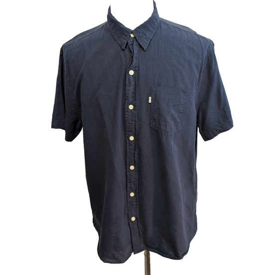 Chemise Levi's Manches Courtes Bleu Marine Coton et Lin à Poche Taille XL