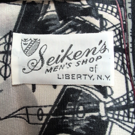 Chemise Hawaïenne Vintage Seiken's Men’s Shop Col pointes Bateaux Lanternes L