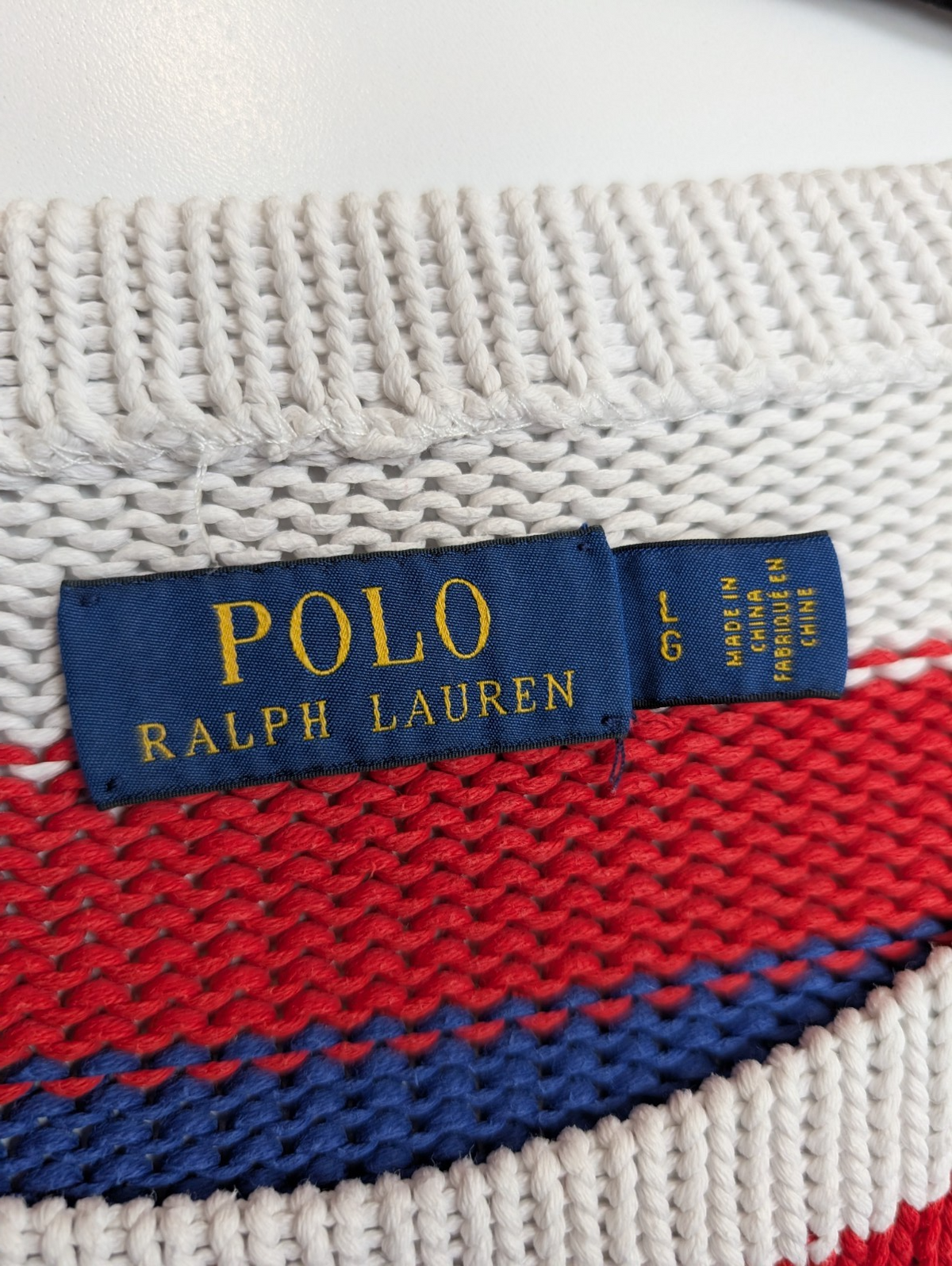 Pull Polo Ralph Lauren Yacht Club L multicolore rayures écusson brodé