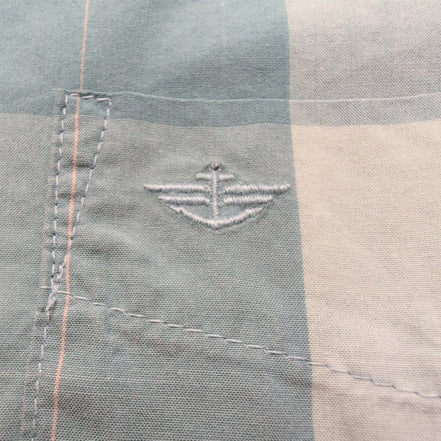 Chemise Dockers bleu carreaux poche logo manches courtes M