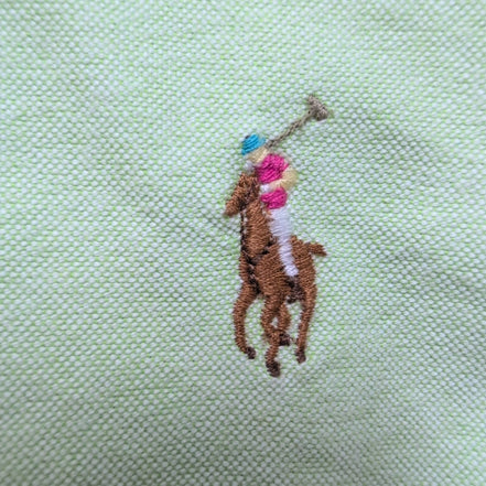 Chemise Ralph Lauren XXL Vert Clair Oxford Coton Logo Marron Manches longues