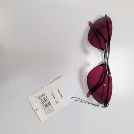 Lunettes de soleil Y2K Branche fine Sans Monture Ovale Bordeaux Gris