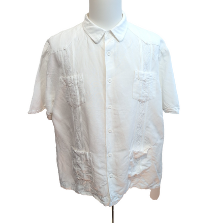 Chemise Cubavera Panama Cuba XXL Ramie Viscose 4 Poches Blanc manches courtes