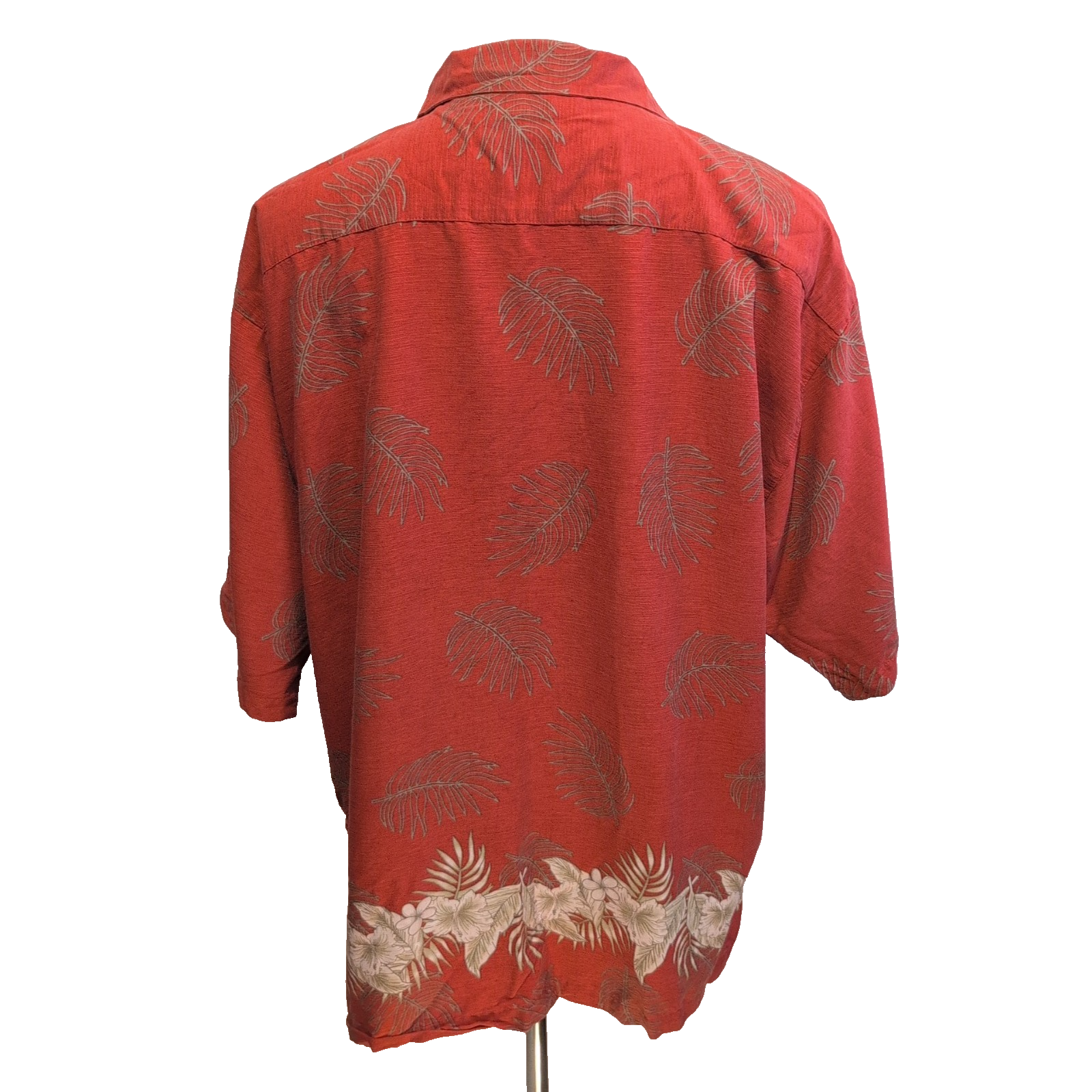Chemise Hawaïenne Pacific Bioscience XL Soie Rouge Feuillage Manches Courtes