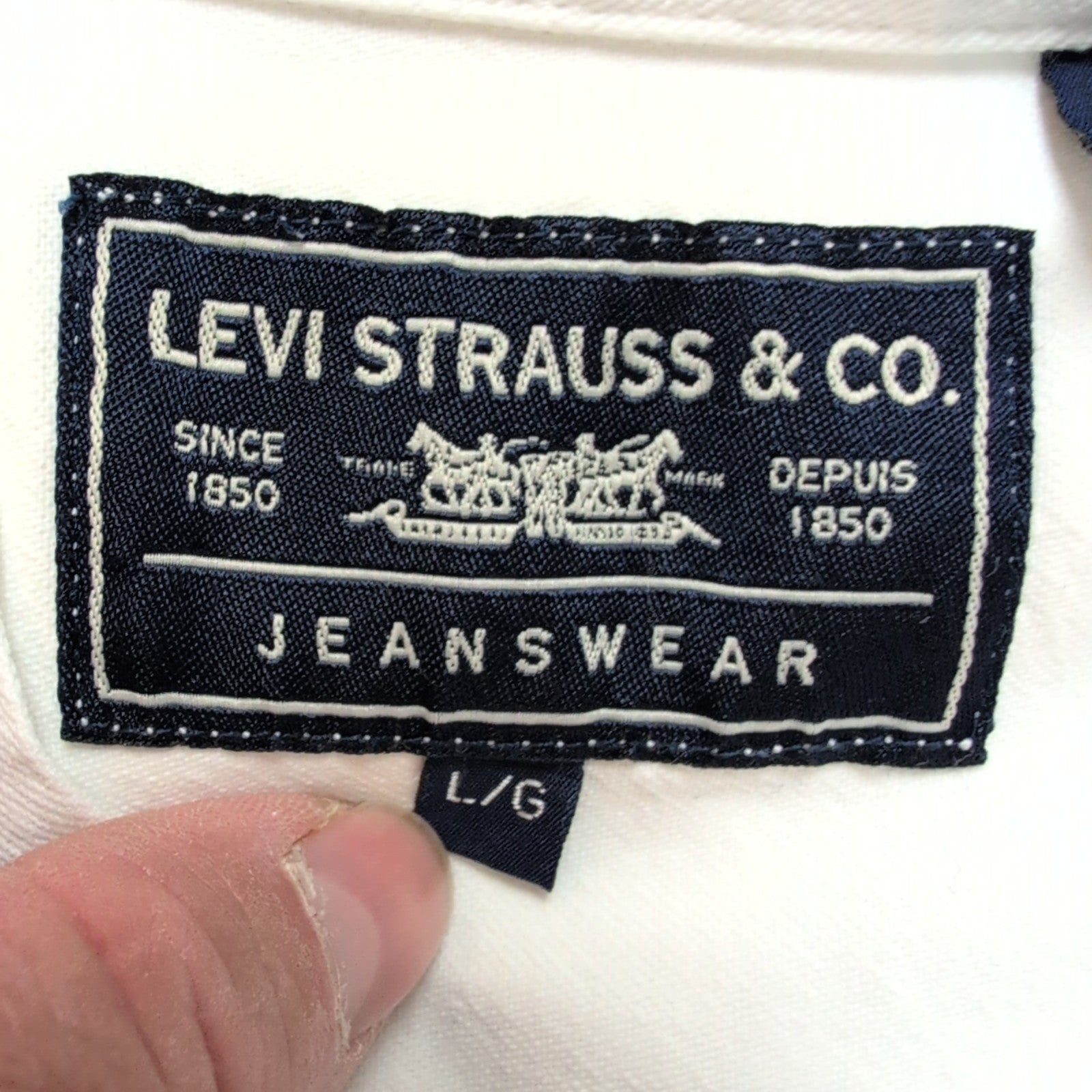 Chemise Levi's L Blanc Jean Coton 2 Poches Boutons Métal Homme
