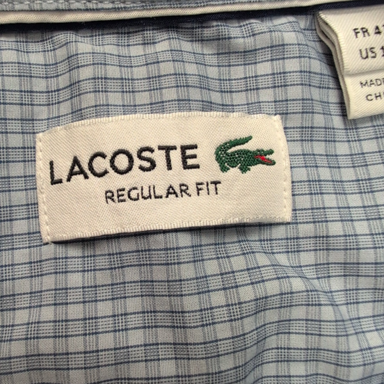Chemise Lacoste Bleue À Carreaux Regular Fit FR 41 M Manches Longues