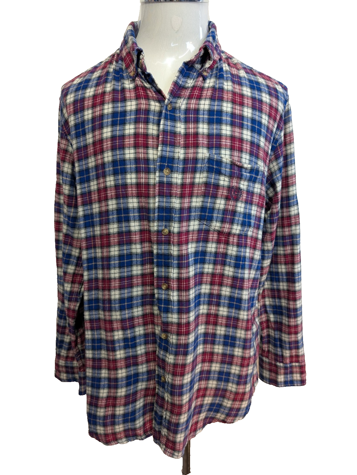 CHAPS Flanelle Fushsia Bleu L Logo Brodé EE VINTAGE 100% Coton | 313S