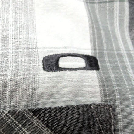 Chemise Oakley M Gris Carreaux 100% Coton Manches Courtes Logo Brodé