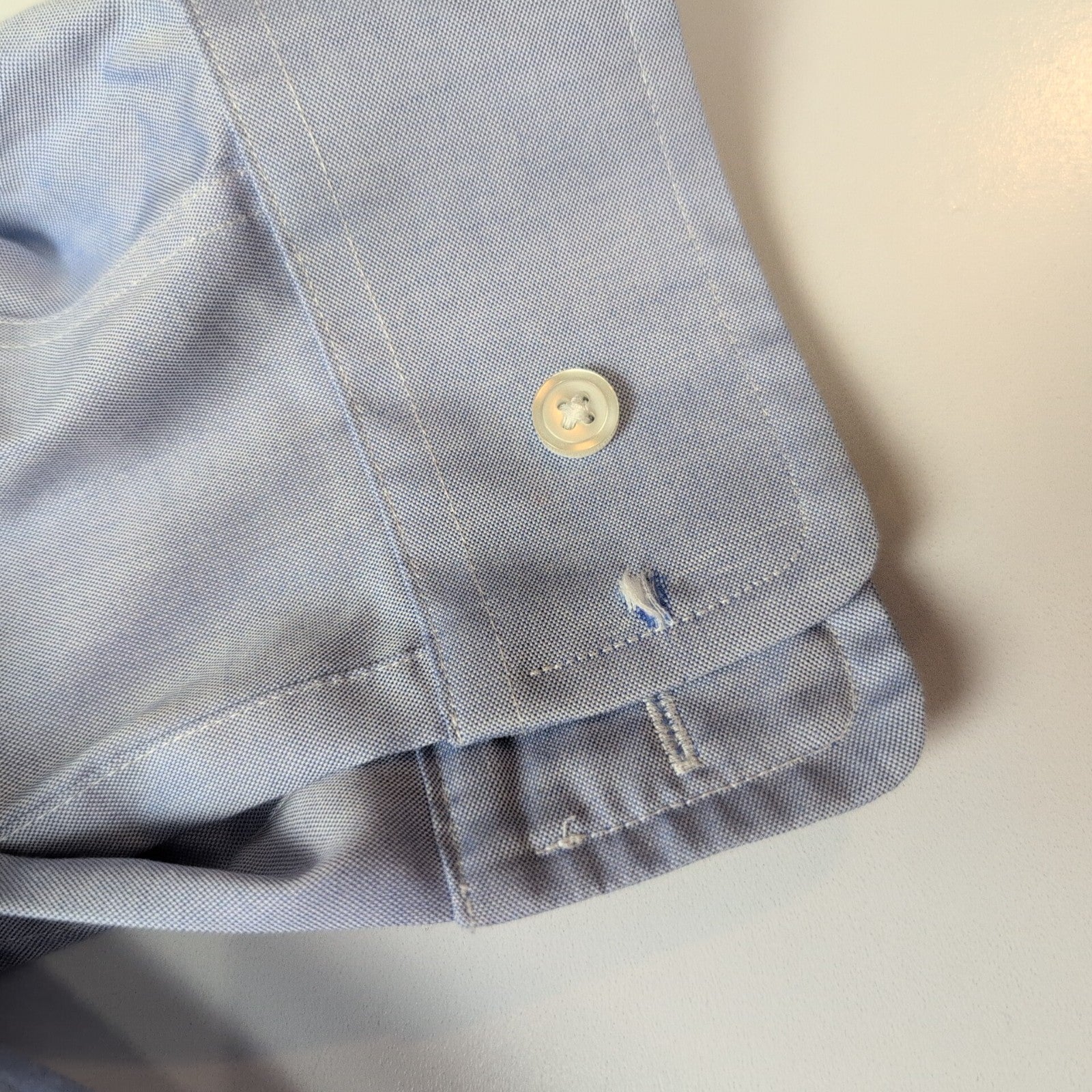 Chemise Eddie Bauer XL Bleu Uni 100% Coton Poche Manches Longues