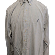 Chemise Polo Ralph Lauren Shirt Golf XL Tilden Plaid Crème Vert Button Down