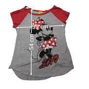 T-Shirt Fille DISNEY Minnie Mouse 2019 Manches Raglan Gris Rouge Taille 7 ans