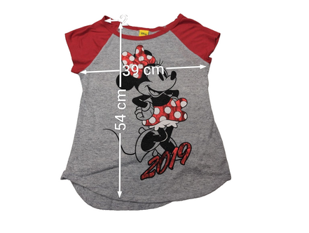T-Shirt Fille DISNEY Minnie Mouse 2019 Manches Raglan Gris Rouge Taille 7 ans