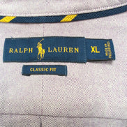 Chemise Ralph Lauren XL Violette Unie Logo Marron Manches Longues