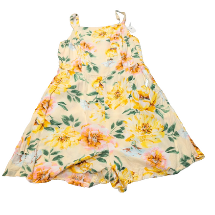 Jupe Short Femme Taille S Fleurie Jaune Fine Bretelle Viscose Été