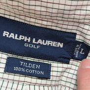 Chemise Polo Ralph Lauren Shirt Golf XL Tilden Plaid Crème Vert Button Down