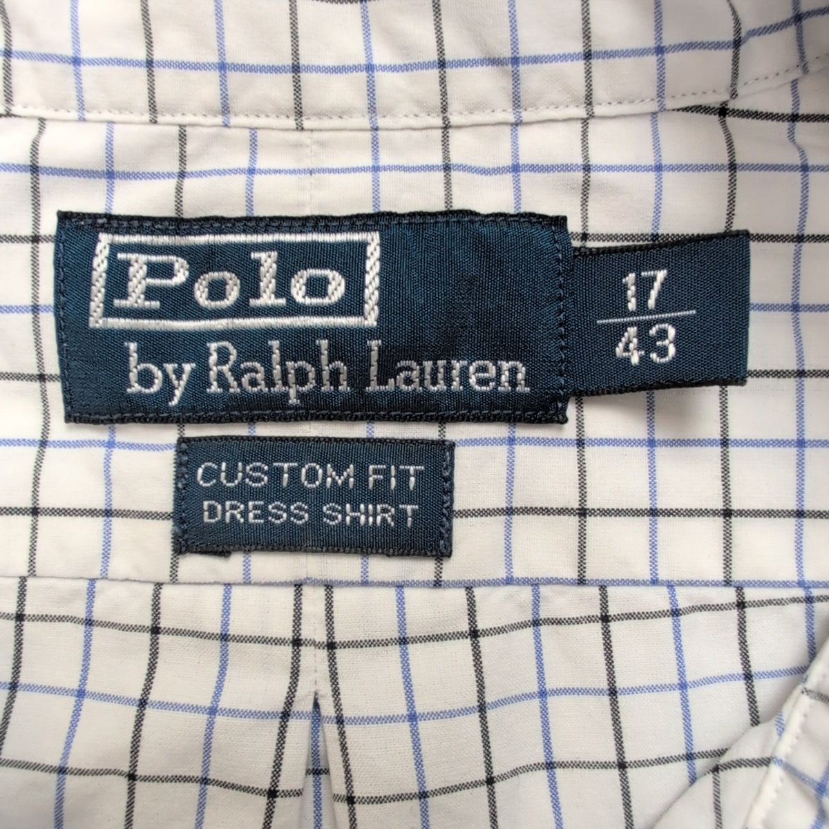 Chemise Polo Ralph Lauren XL Custom Fit Carreaux Bleu Noir Logo Coton