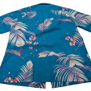 Chemise hawaïenne Helena's Made in Hawaii USA turquoise taille L #698h