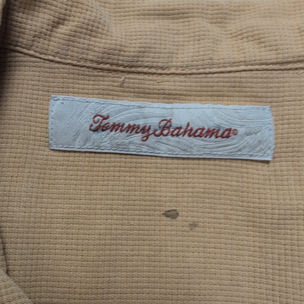 Chemise Hawaïenne Tommy Bahama XL Soie Jaune Boutons Bois Vintage