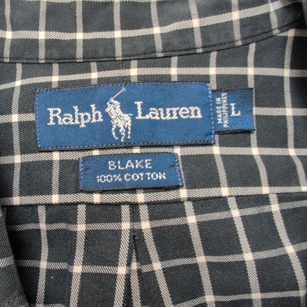 Chemise Ralph Lauren Blake Taille L Noire Carreaux Blancs 100% Coton Logo Noir