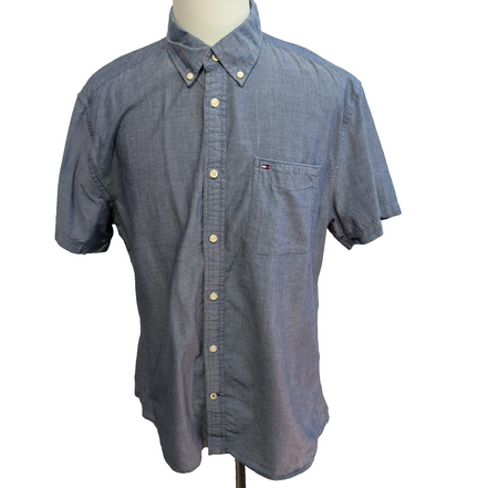 Chemise Tommy Hilfiger Manches Courtes Bleue à Poche Taille XL