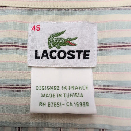 Chemise Lacoste XXL Blanc Cassé Rayures Bordeaux Bleu Poche manches longues