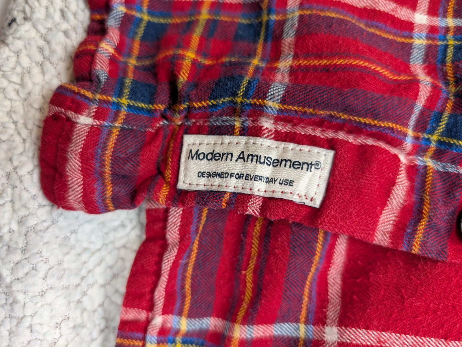 Modern Amusement Veste Surchemise Polaire Sherpa Carreaux Rouge L Hiver |255S
