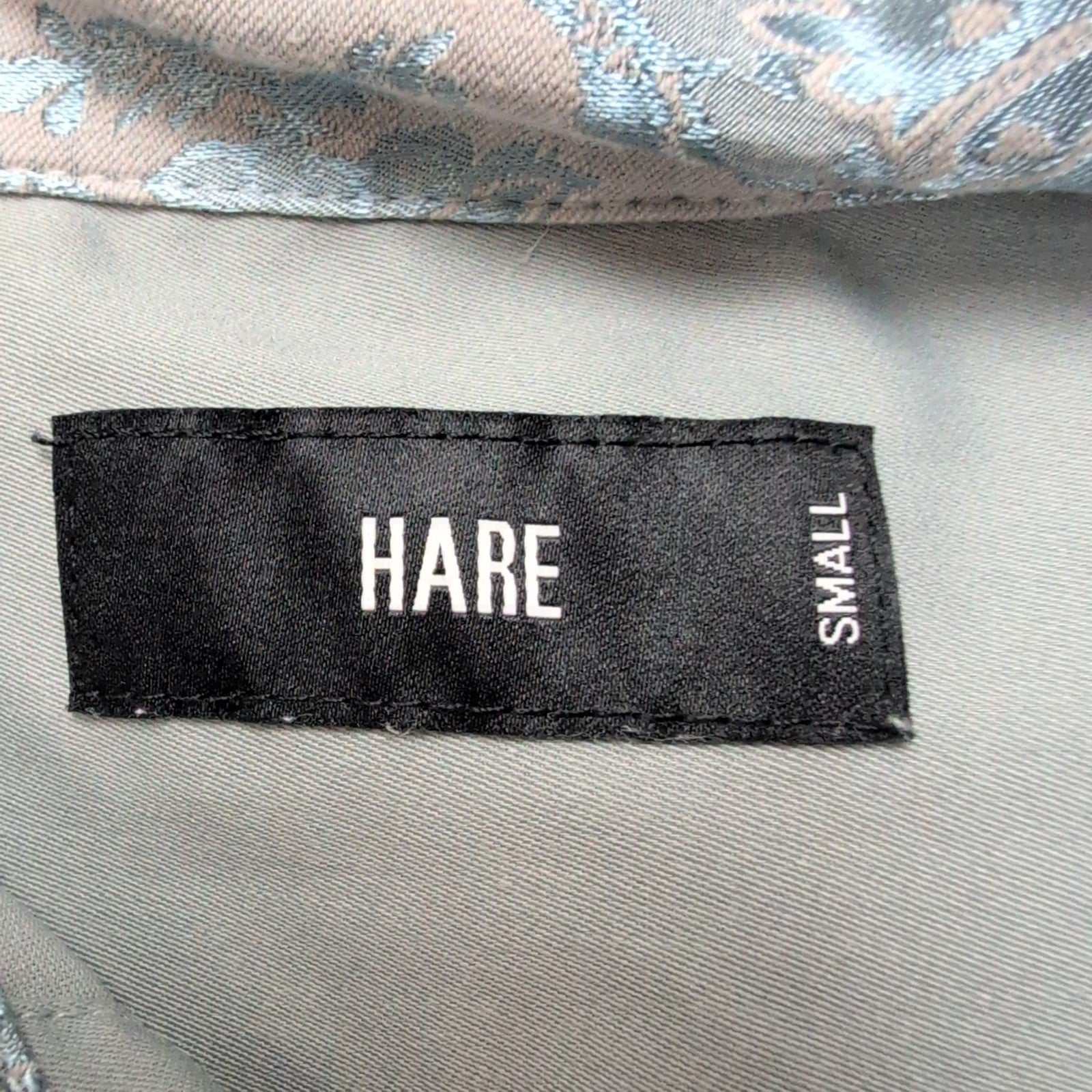 Chemise HARE S Vert Pâle Col Motif Satiné Manches Courtes Japon
