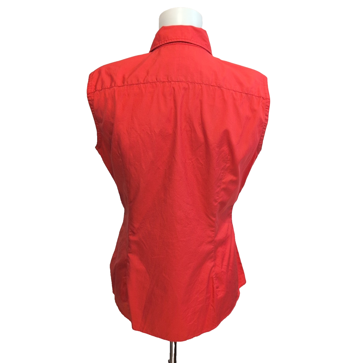 Chemise Ralph Lauren Femme M 10 Rouge Sans Manches Skinny Fit 100% Coton