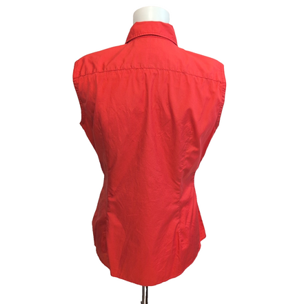 Chemise Ralph Lauren Femme M 10 Rouge Sans Manches Skinny Fit 100% Coton