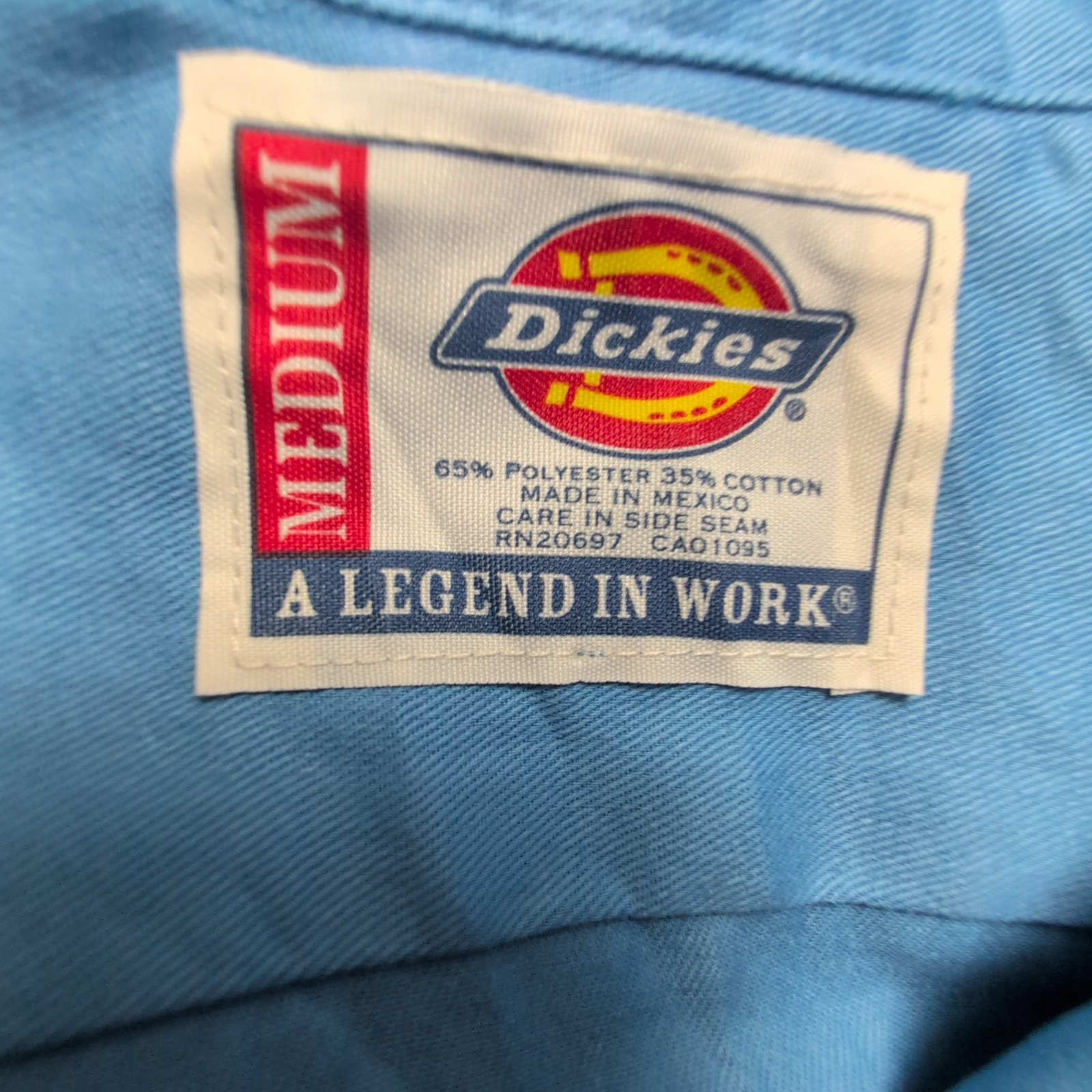 Chemise Dickies bleu clair uni manches courtes brodée taille M homme