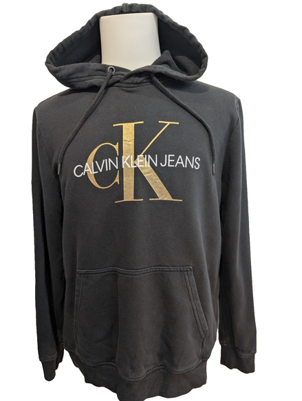 Sweat à Capuche Calvin Klein Noir - Logo Or & Blanc - Taille M
