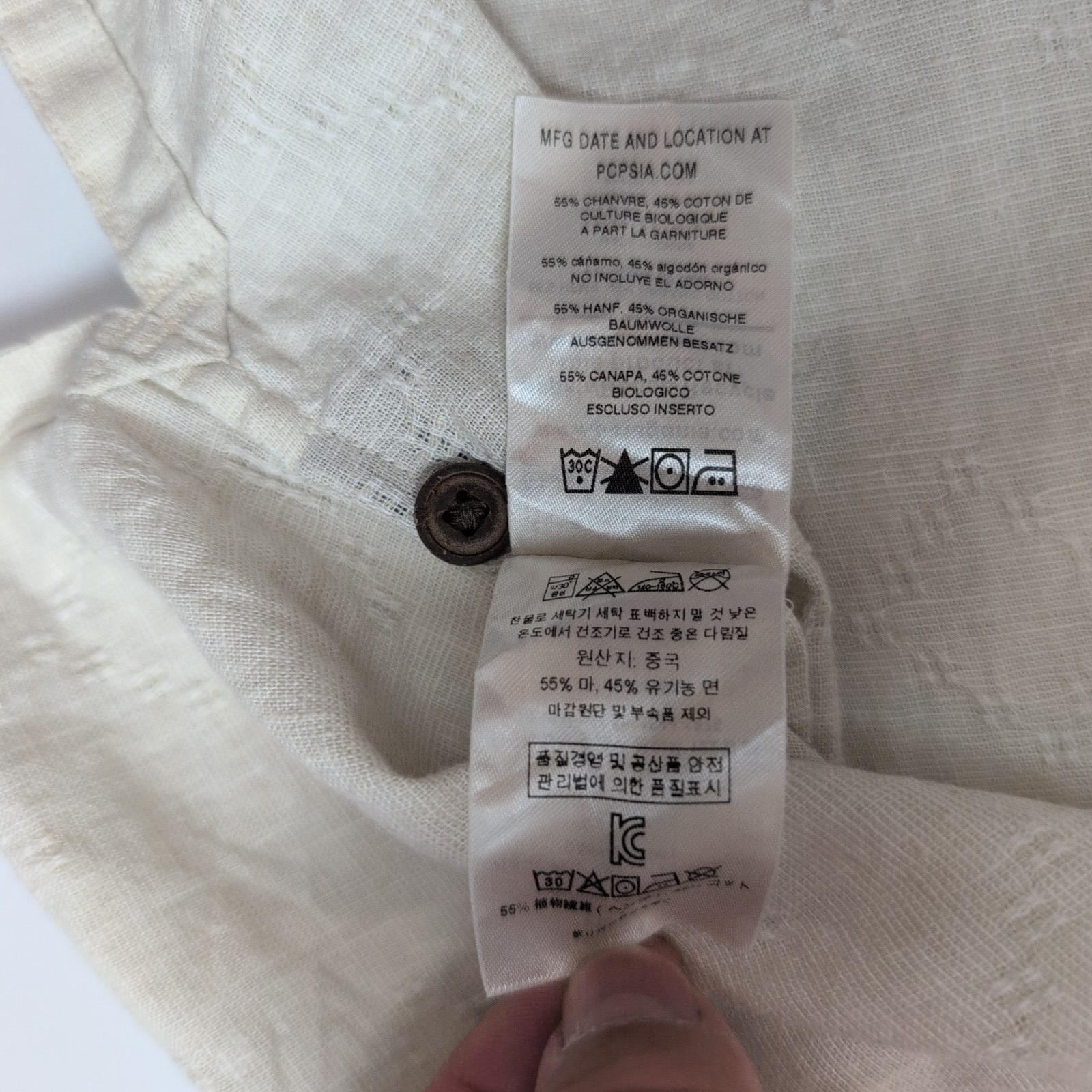 Chemise Patagonia L Chanvre Coton Beige Motifs Gaufrée Manches courtes 2 Poches