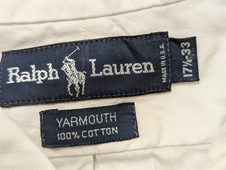 Chemise Ralph Lauren blanche logo marron taille XL #2817