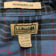 Chemise L.L. BEAN Flanelle Vintage Carreaux Bleu Noir Manches Longues Taille XL