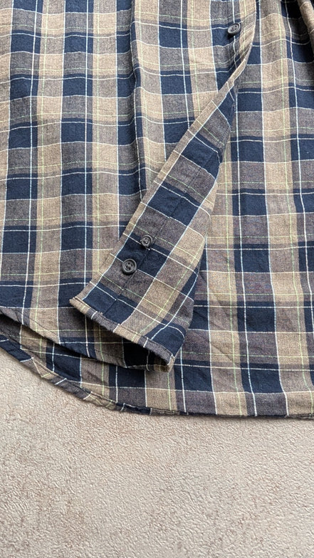 Chemise Chaps Ralph Lauren L carreaux bleu beige shirt button down