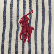 Chemise Ralph Lauren Blaire L Bleu Rayures Logo Rouge Poche manches courtes