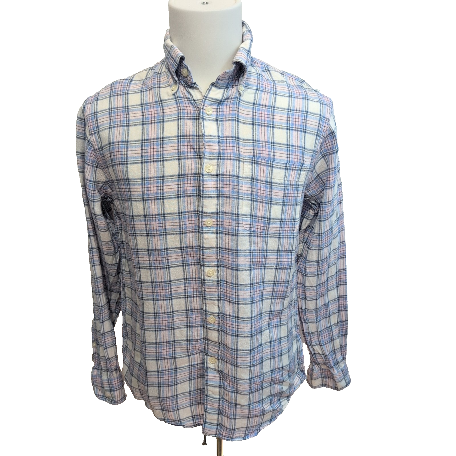 Chemise Brooks Brothers S Regular Fit Lin Carreaux Rose Bleu