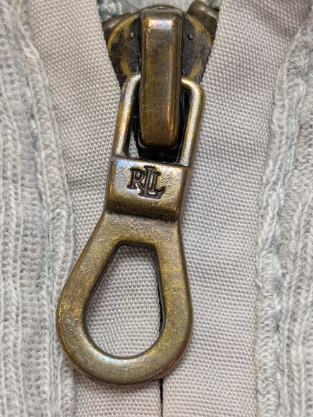 Pull LAUREN Ralph Lauren M gris chiné col zippé logo RL brodé manches longues