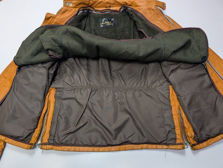 Veste Lesco Leathers café racer cuir épais marron clair taille 40 (M) #3c