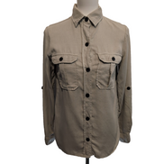 Chemise femme XS marron clair 100% coton fluide 2 poches manches retroussables