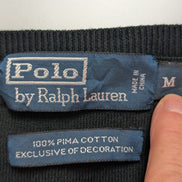 Pull Polo Ralph Lauren noir col V coton Pima logo violet taille M