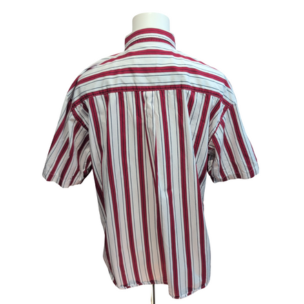 Chemise Bugle Boy Classics XL Rayures Rouge Bleu 100% Coton Vintage