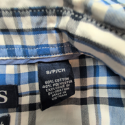 Chemise CHAPS blanche bleue noire à carreaux taille S #73e