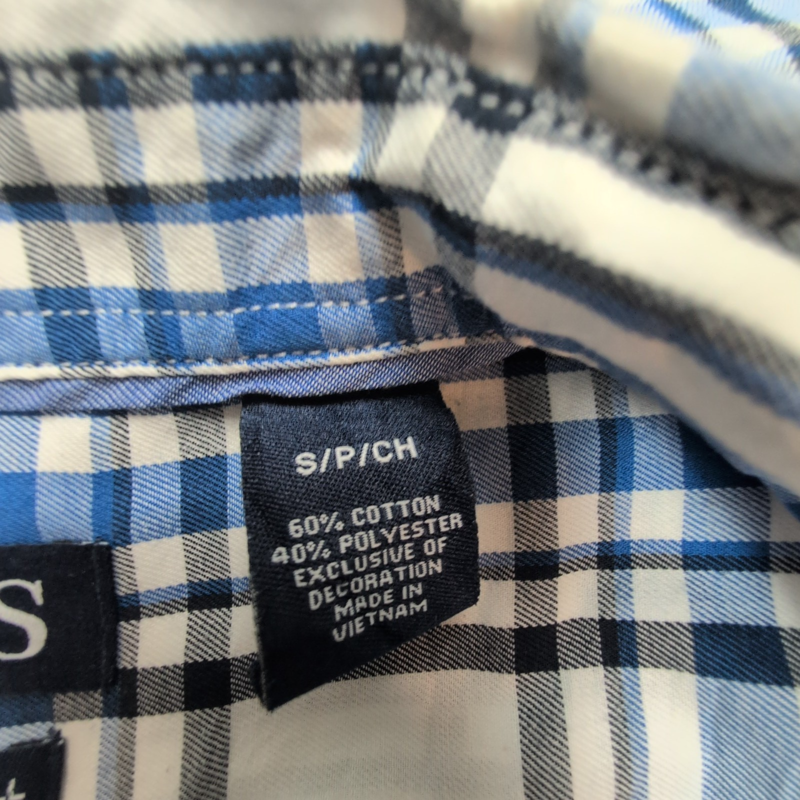 Chemise CHAPS blanche bleue noire à carreaux taille S #73e